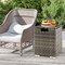 2-in-1 Multi-functional PE Wicker Propane Tank Cover Table with Metal Frame and Adjustable Foot pads
